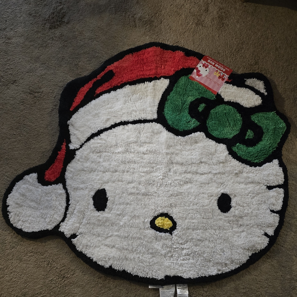 Hello Kitty Festive Room Rug with Red and Green Accents